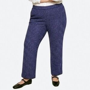 Isaac Mizrahi Live Tweed Pants Navy Blue 1X XL Petite Confetti Knit Straight Leg